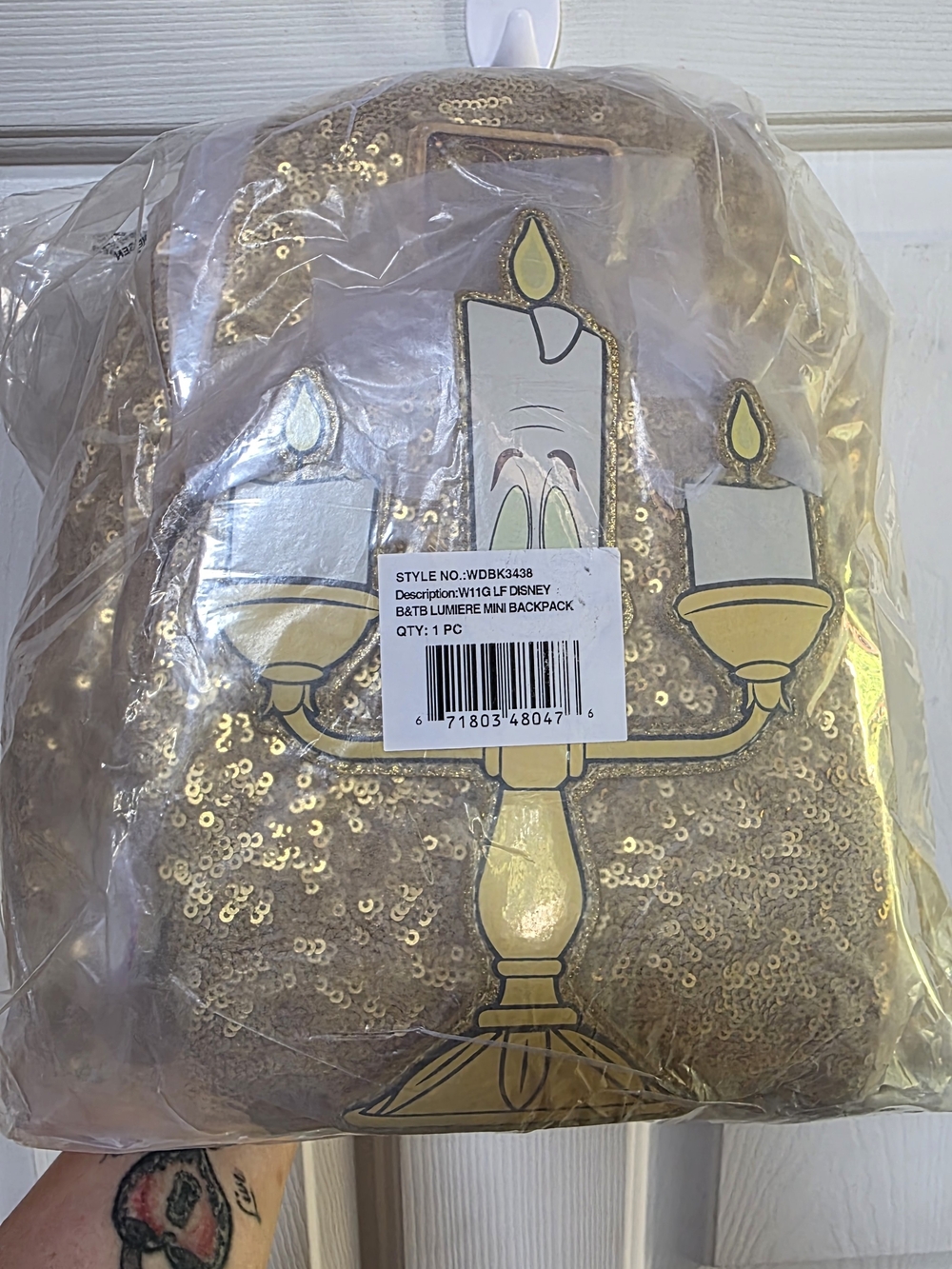 Disney Loungefly Gold Sequin Lumiere Mini Backpack NWT